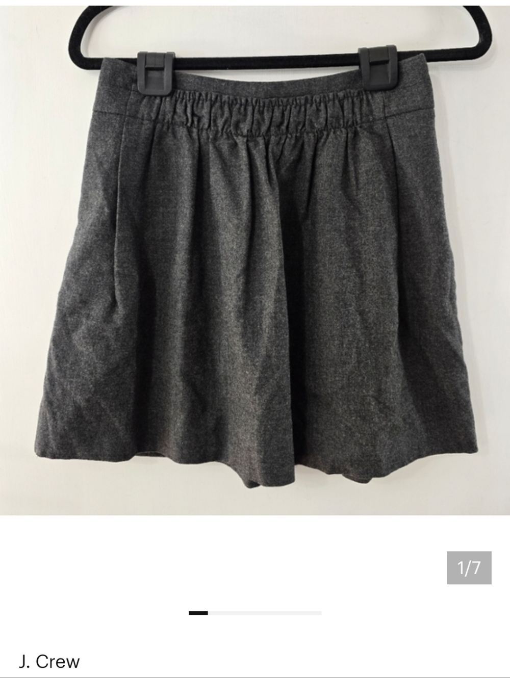 J Crew Stretch Wool Mini Skirt Schoolgirl Dark Academia Lined Gray Sz 8 Pockets
